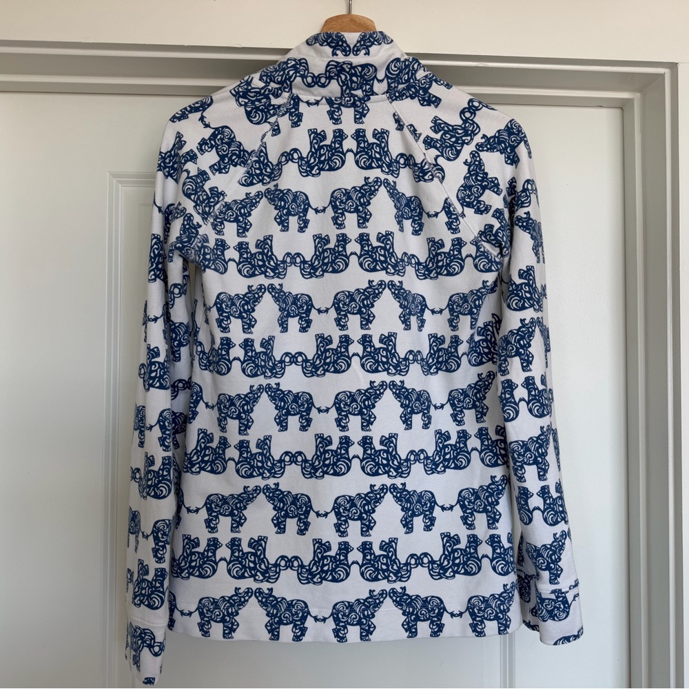 Lilly Pulitzer Captain Popover Sweatshirt Pack Your Trunk Blue Elephant Print S - Picture 3 of 10